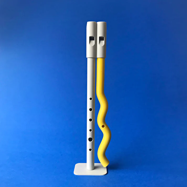 Basalt - Le complexe des flûtes sacrées - Wojciech Rusin , Série de  3D printed pipe, 2019-2026
Wobbly Finger (yellow-grey)
Crédit : Wojciech Rusin

